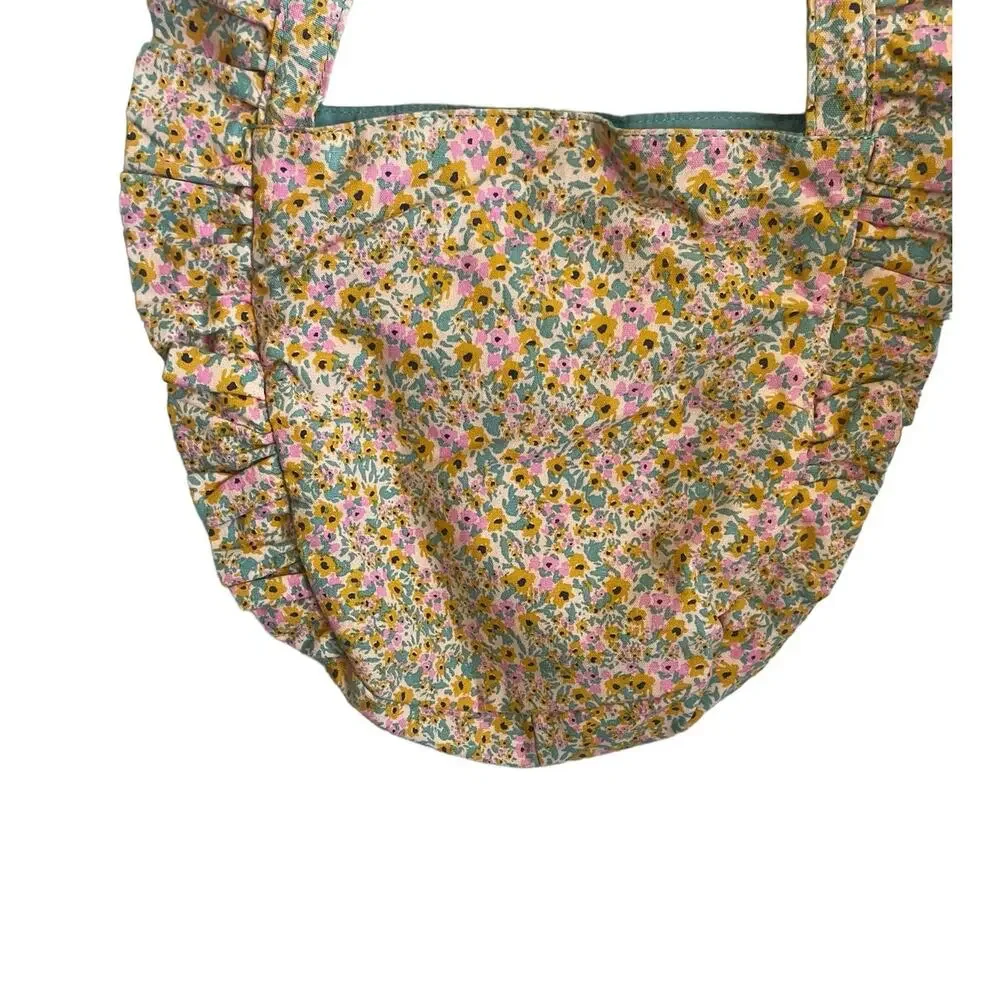 Target‎ Girls Hobo Bag Pastel Floral Print Ruffle Cloth Snap Closure Cottage Y2K